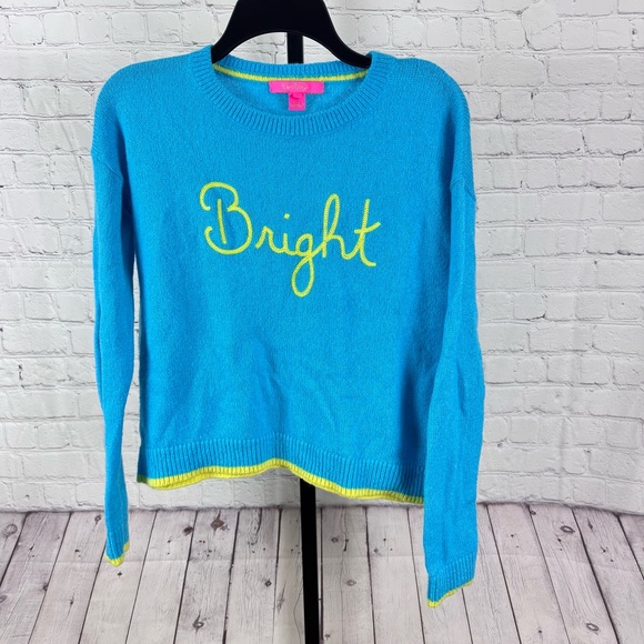 Lilly Pulitzer Sweaters - Lilly Pulitzer Charlton Aqua and Yellow Bright Sweater Size Small